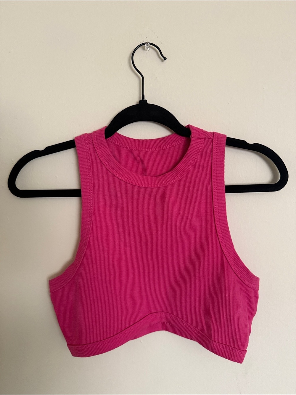 Ribbed Hot Pink Crop Tank
